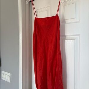 Olivaceous Red Slip Dress with Spaghetti Straps